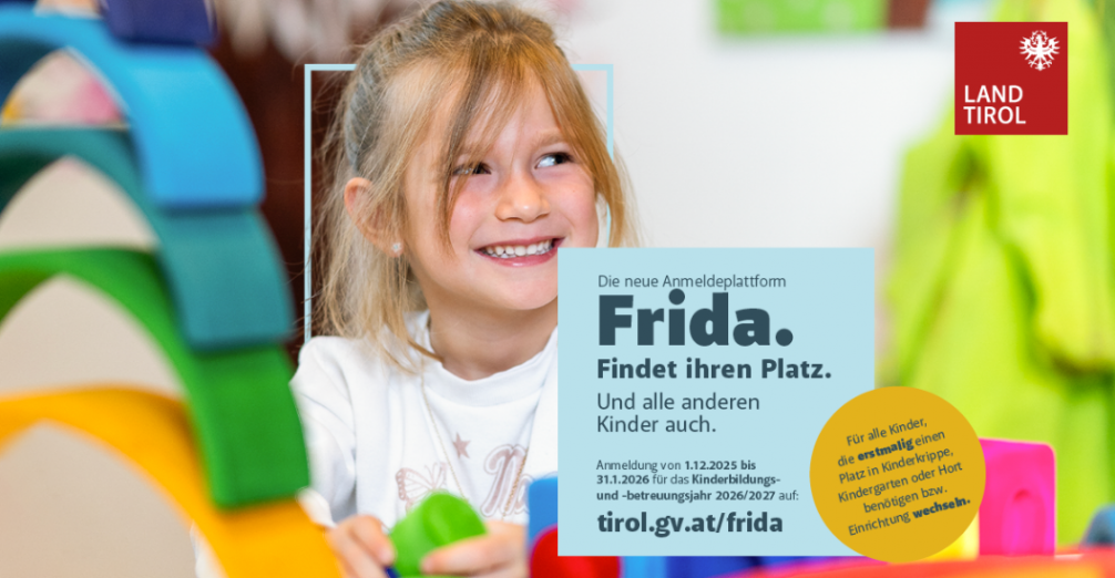 Plakat vom Land Tirol zu der Anmeldeplattform Frida
